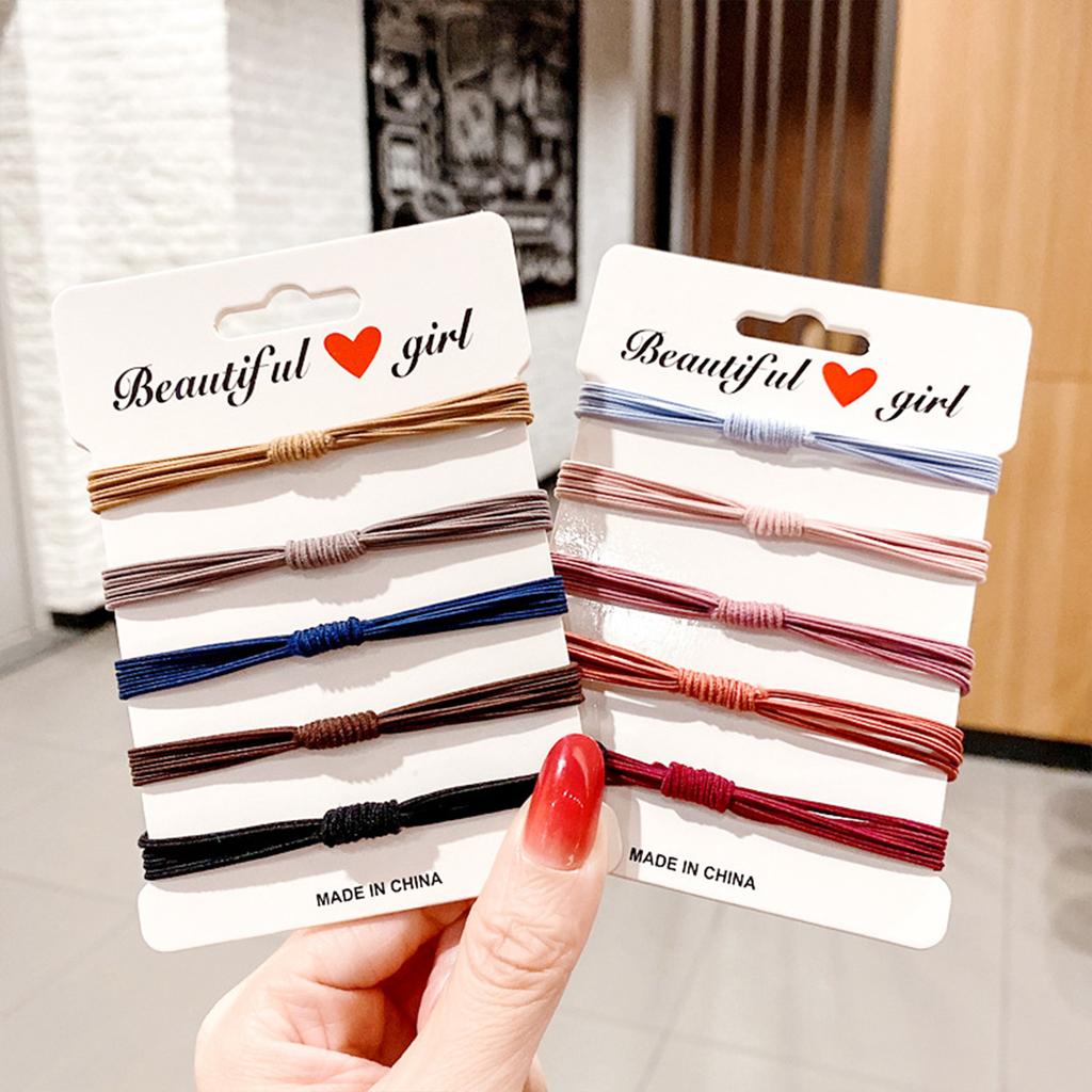 10PCS Simple Style Women's Hair Ties Solid Color Elastic Hair Bands Small Hair Ties for Female Girls Daily Wear
