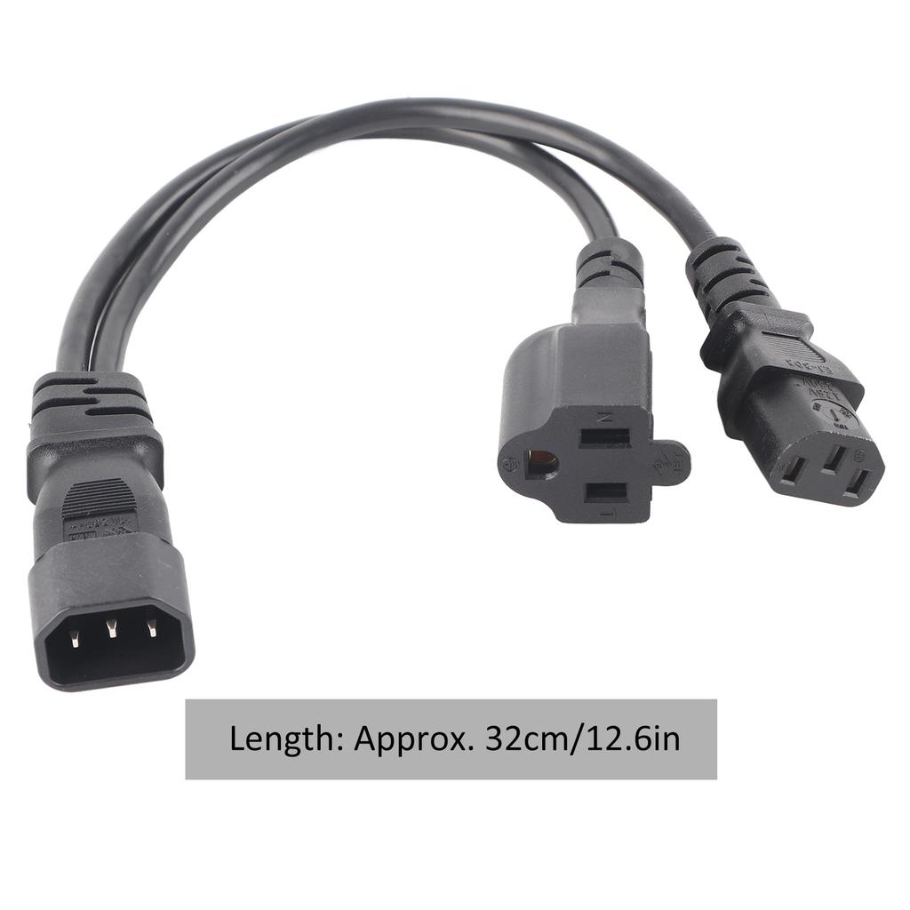 Power Cords C14 Male To C13 Nema 5‑15R Female Power Cord 10A 250V Safe Waterproof 1 in 2 Out One Time Molding For LCD Monitors