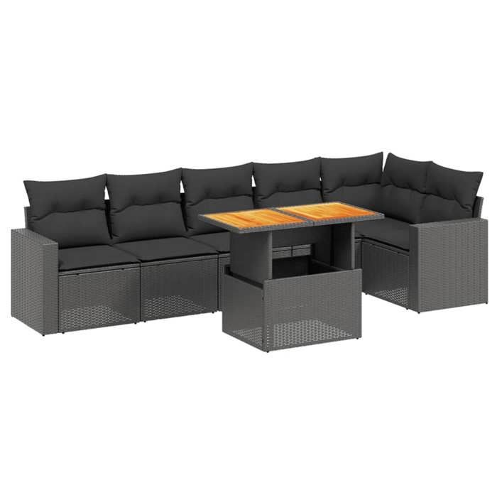 VidaXL Garden Lounge Set with Cushions 7 Pcs, Patio Sofas, Patio Furniture Set, Outdoor Furniture, Black 3271321