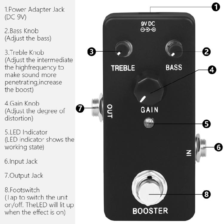 Gitarren-Booster-Pedal Boost-Effekt-Pedale Reine Signalverstärkung Sound