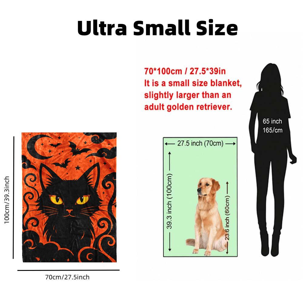 1PC Black Cat Print Halloween Blanket-Made of soft plush flannel, perfect for sofas, beds or recliners. Ideal for home decor, th