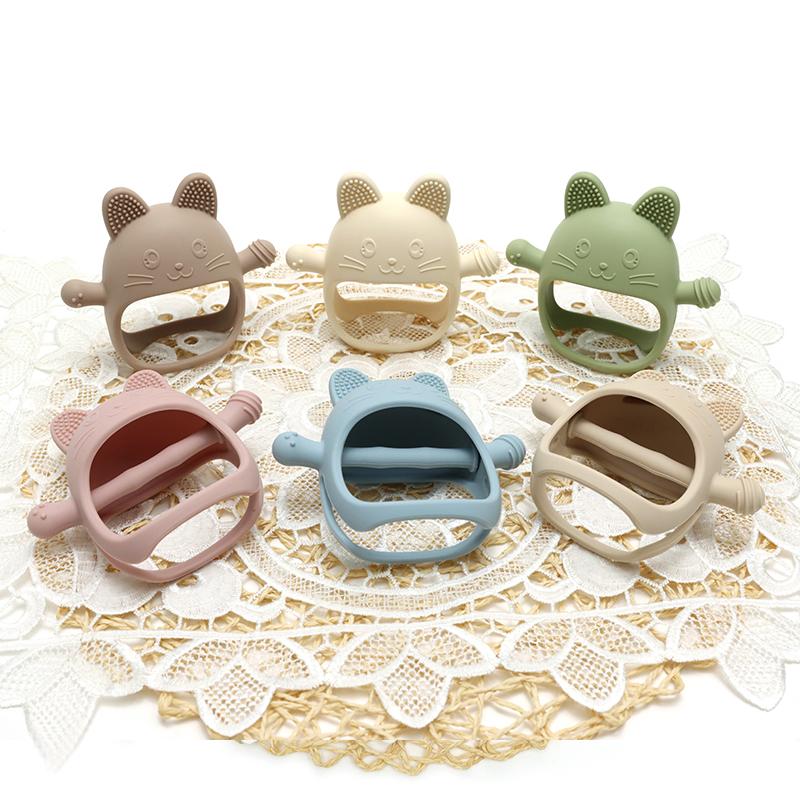 Guantes de Silicona para Bebé de Grado Alimenticio Mordedor Chupetes Juguetes para la Dentición Infantil Cuidado Dental para Recién Nacidos Encías Palo Molar Artículos para Bebé