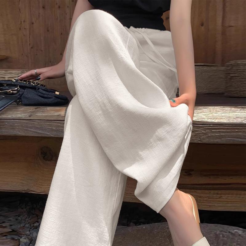 Tencel Linen Wide-leg Pants Women's Summer Thin New Loose Lazy Wind Small Cotton and Linen Walking Pants