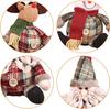Plaid Button Christmas Snowman & Reindeer Plush Ornament