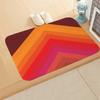 Minimalist Vintage Striped Floor Mat Brown Orange Diagonal Color Block Pattern Rug Mid-Century Modern Home Decor for Porch Space