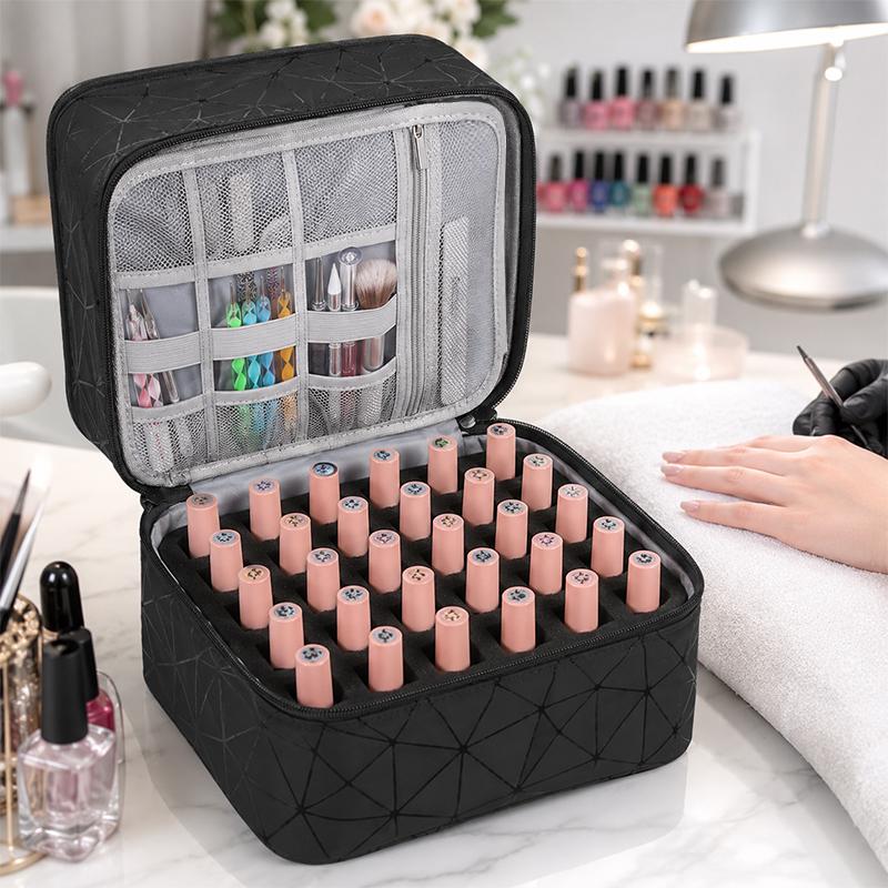 Portable Nail Polish Storage Bag Essential Oil Bag Cosmetic Nail Care Kit Hold 30 Bottles Nail Polish Storage Bag