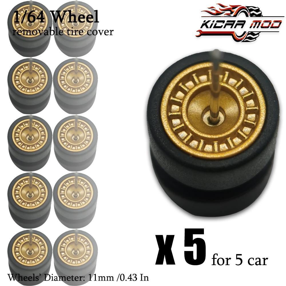 1/64 Räder Mit Abnehmbaren Slick-Gummireifen Scheibenförmige Speichen Für Spielzeugmodellautos Tuning-Teile Für Hotwheels (5 Sätze)
