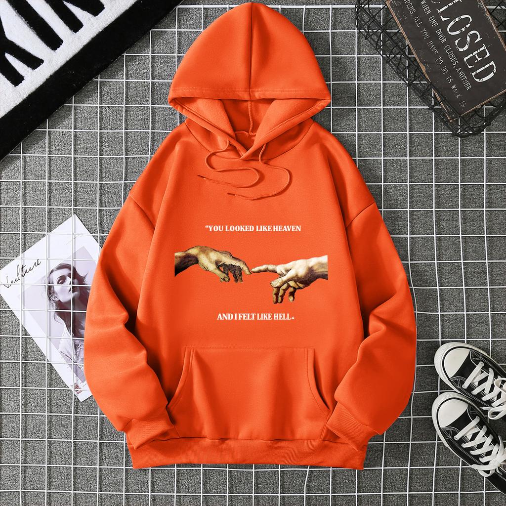 Letter Hooded Sweatshirt Casual Pullover 6812