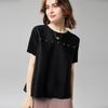 Wudao Light Luxury Pleated Beaded Round Neck Short Sleeve T-Shirt