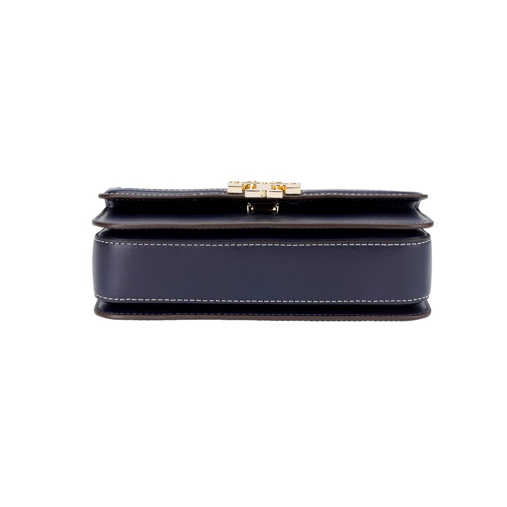Tory Burch Eleanor T Monogram Logo Magnetic Closure Jacquard And Leather Crossbody Shoulder Bag Small Women Bags Navy-Blue 159013-405