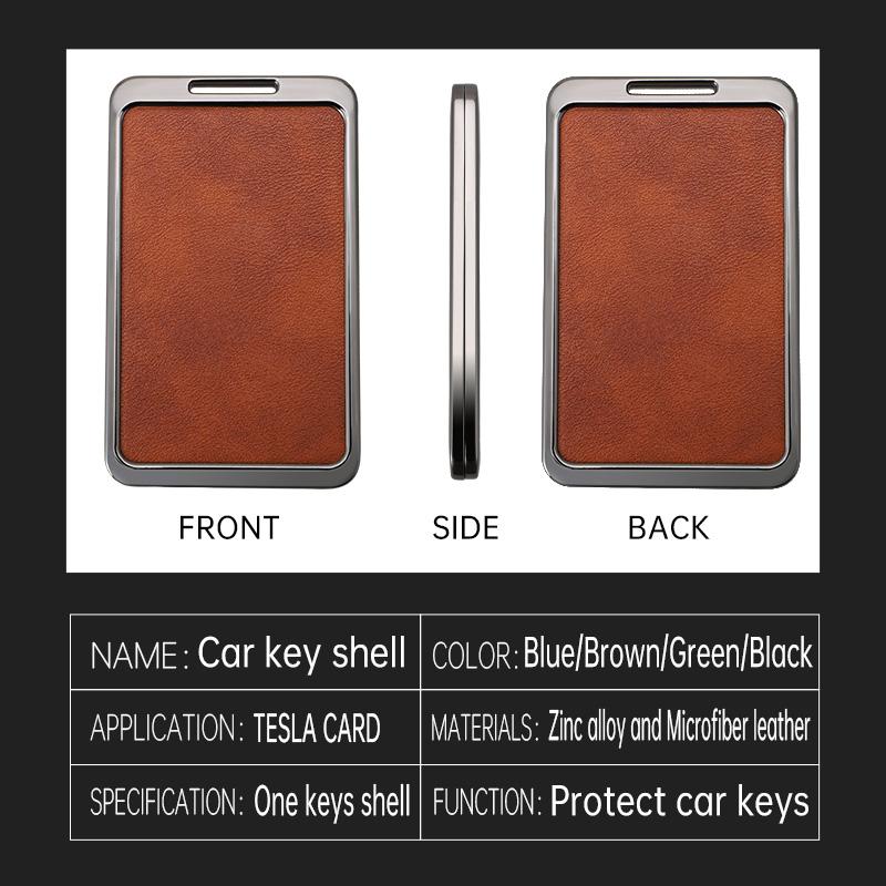 Metal High Quality Leather Shell for Tesla Model 3 Model Y Car Startup Card Key Holder Protector Case Fob Cover Auto Accessories