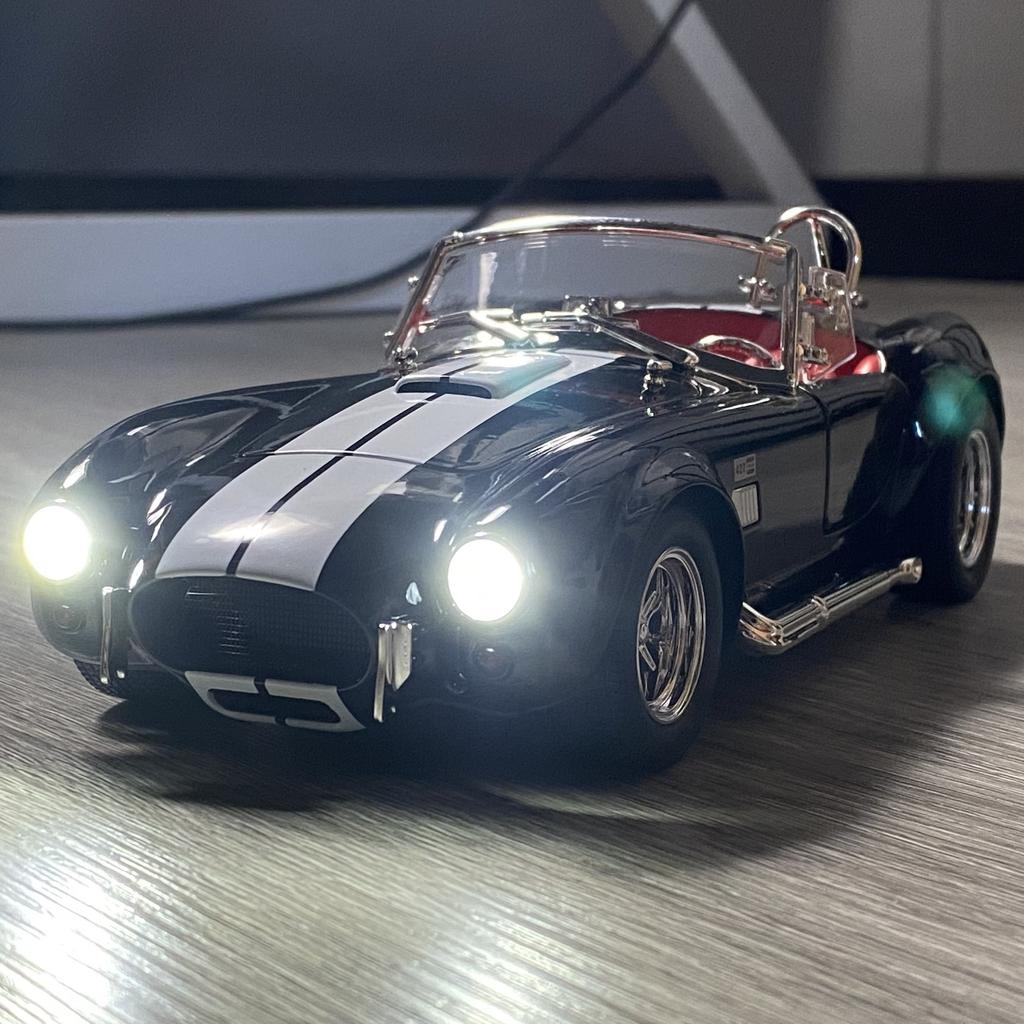 1/24 Ford Shelby Cobra 427 Roadster 1965 S/C Klasický Vintage Vůz Slitina Kov Odlitek Model Auta Zvuk a Světlo Pull Back Dětská Hračka