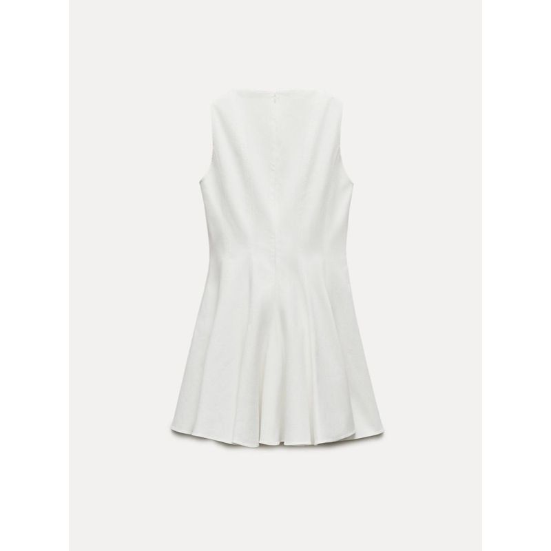 Za2024 Summer New Product Women's Clothes Solid Color Round Neck Sleeveless Waist-Tight Slim Looking Skating Dress 2989653 251