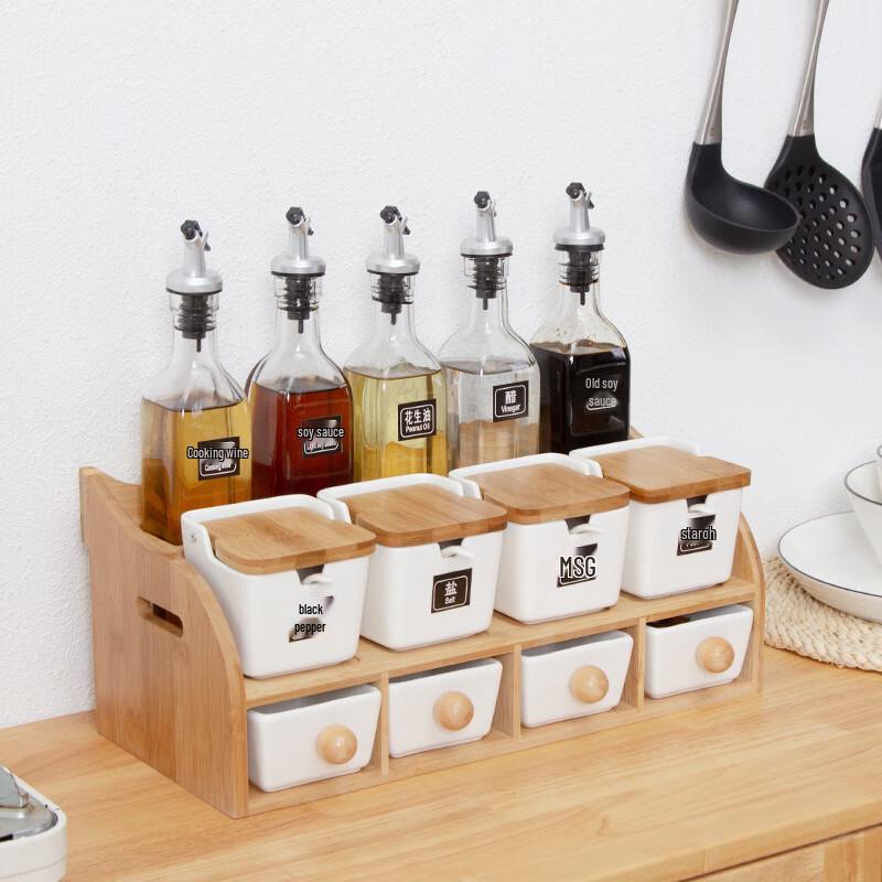 LISM Square Ceramic Flip-Top Seasoning Jar Set