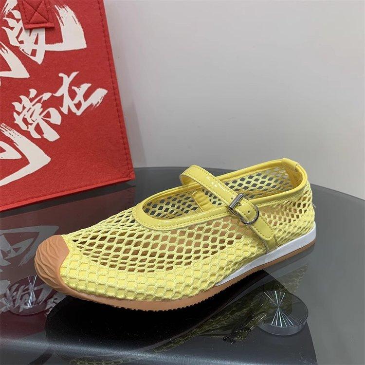

European Station Women s Summer Hollow Mesh Round Head One-word Ballet Shoes Soft Sole Comfortable and Breathable Mary Jane Shoes 40 жёлтый