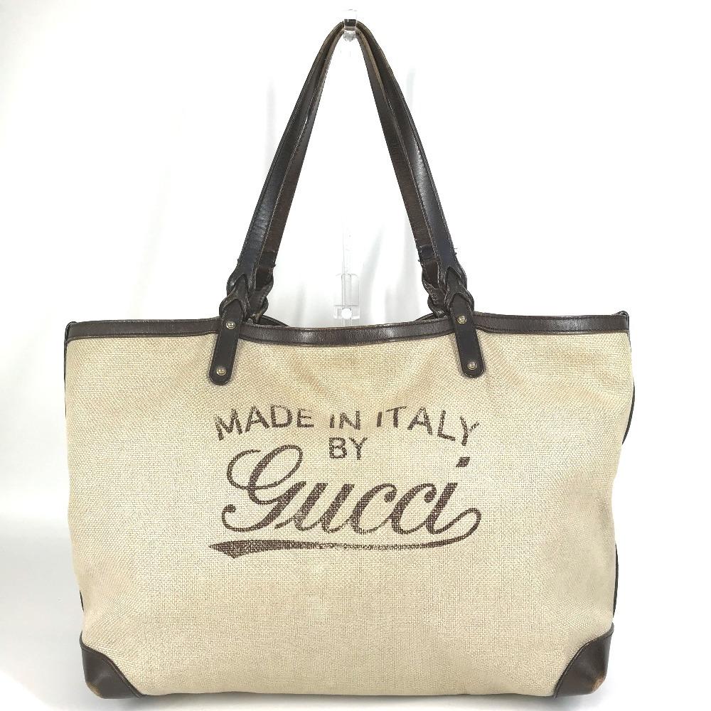 Gucci 247207 With Porch Logo Tote Bag Shoulder Bag Leather/Canvas Beige/Brown