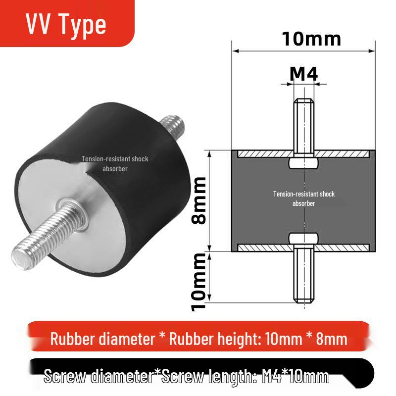VV Type Rubber Shock Absorber with Dual External Threaded Rods - Industrial Vibration Dampening Silent Buffer Pad NHE01
