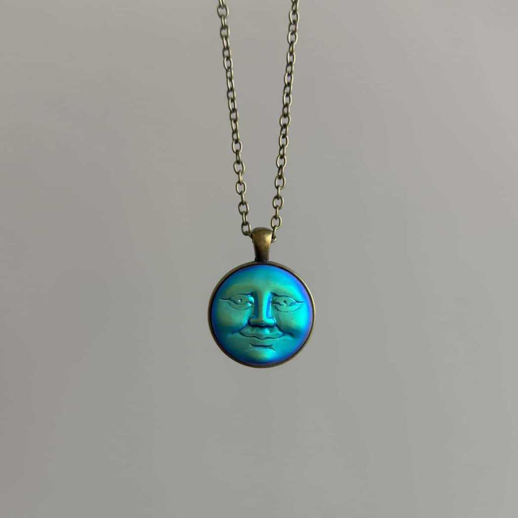 Moon Face Necklace With Geometric Pendant For Astronomy Lovers And Giftgiving