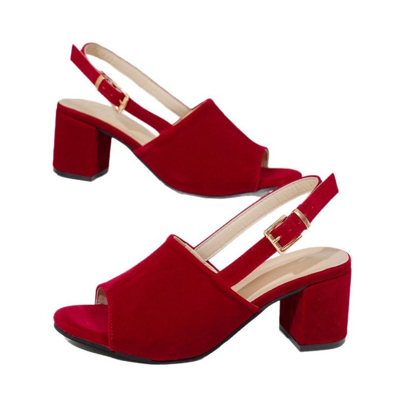 New temperament high-heeled sandals women's summer open-toed sexy large-size suede sandals 43