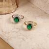 Emerald Zircon Adjustable Women's Ring - Classic Korean Fashion Style