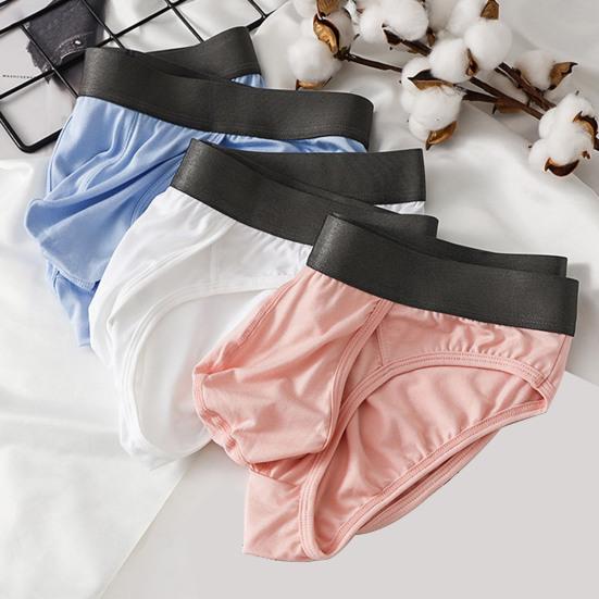 Men Briefs Elastic Mid-Waist U-Convex High Elasticity Fit Tight Cut Panties Patchwork Color Underwear Daily Wear