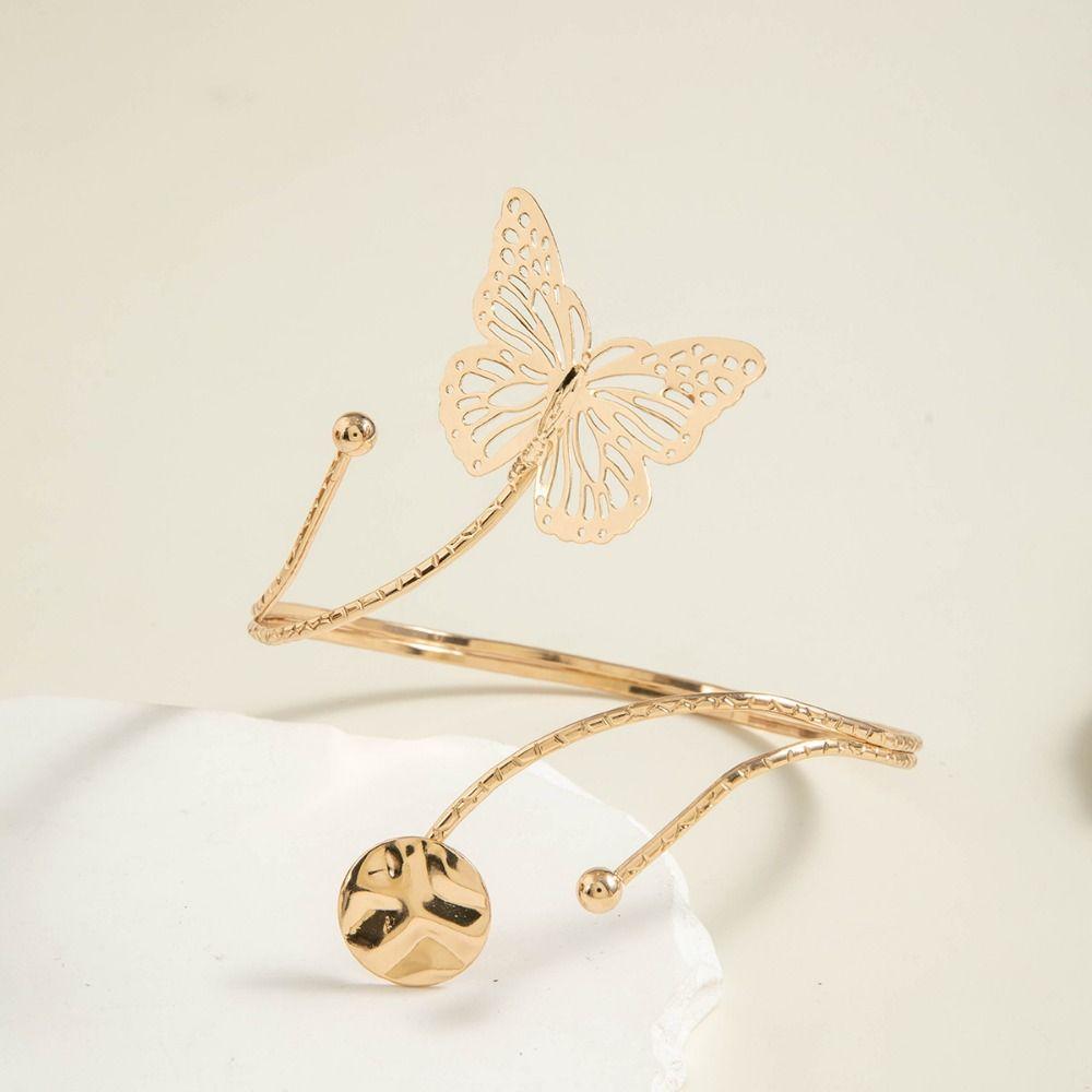 Spiral Metal Starfish Open Cuff Bangles Water Drop Shape Fashion Butterfly Arm Chain  Banquet