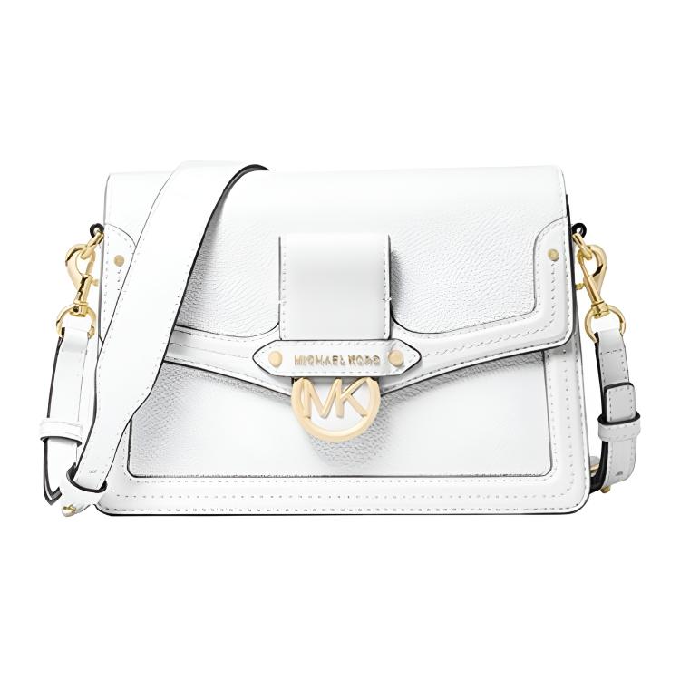 

New MICHAEL KORS JessieMICHAEL KORS Handbag Collection Leather Crossbody Bag, Shoulder Bag Women s White 30F9GI6L2L-OPTIC-WHITE 24.1*8.9*16.5CM