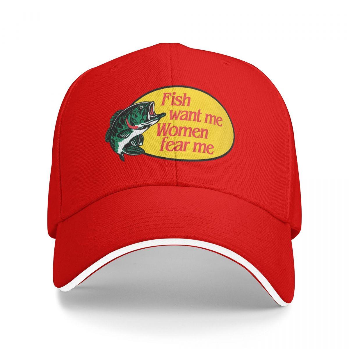 

Unisex Baseball Hats Fish Want Me Women Fear Me Outdoor Streetwear Summer Sports Baseball Caps Hip Hop Cap Casquette Hats One Size