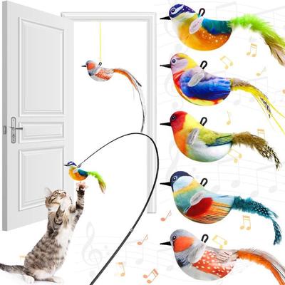 1 szt. Zabawki dla kota wiszący ptak, wysuwana zabawka dla kota, żywe ćwierkanie, interaktywne zabawki z kocimiętką dla kotów domowych Kitten Play Chase Ćwiczenia