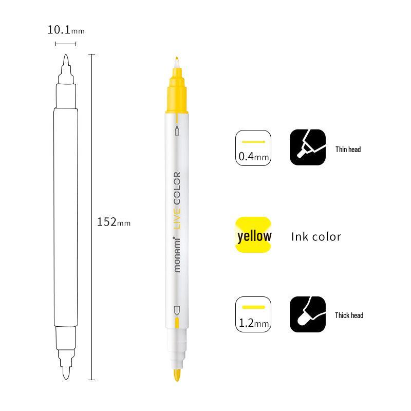 Monami Double-Ended Fiber Tip Liner Pen, 39 Colors for Drawing and Outlining