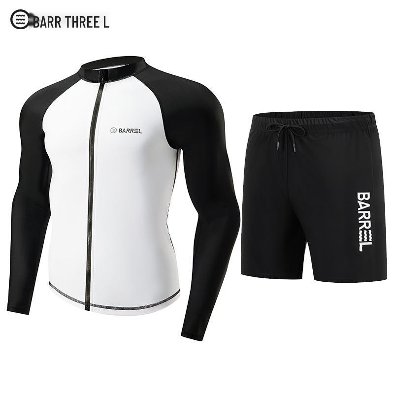 

Чоловічий швидкосохнучий сонцезахисний гідрокостюм з двох частин: Спортивний костюм з довгим рукавом та штанами для схуднення, захисту від сонця та серфінгу XXL