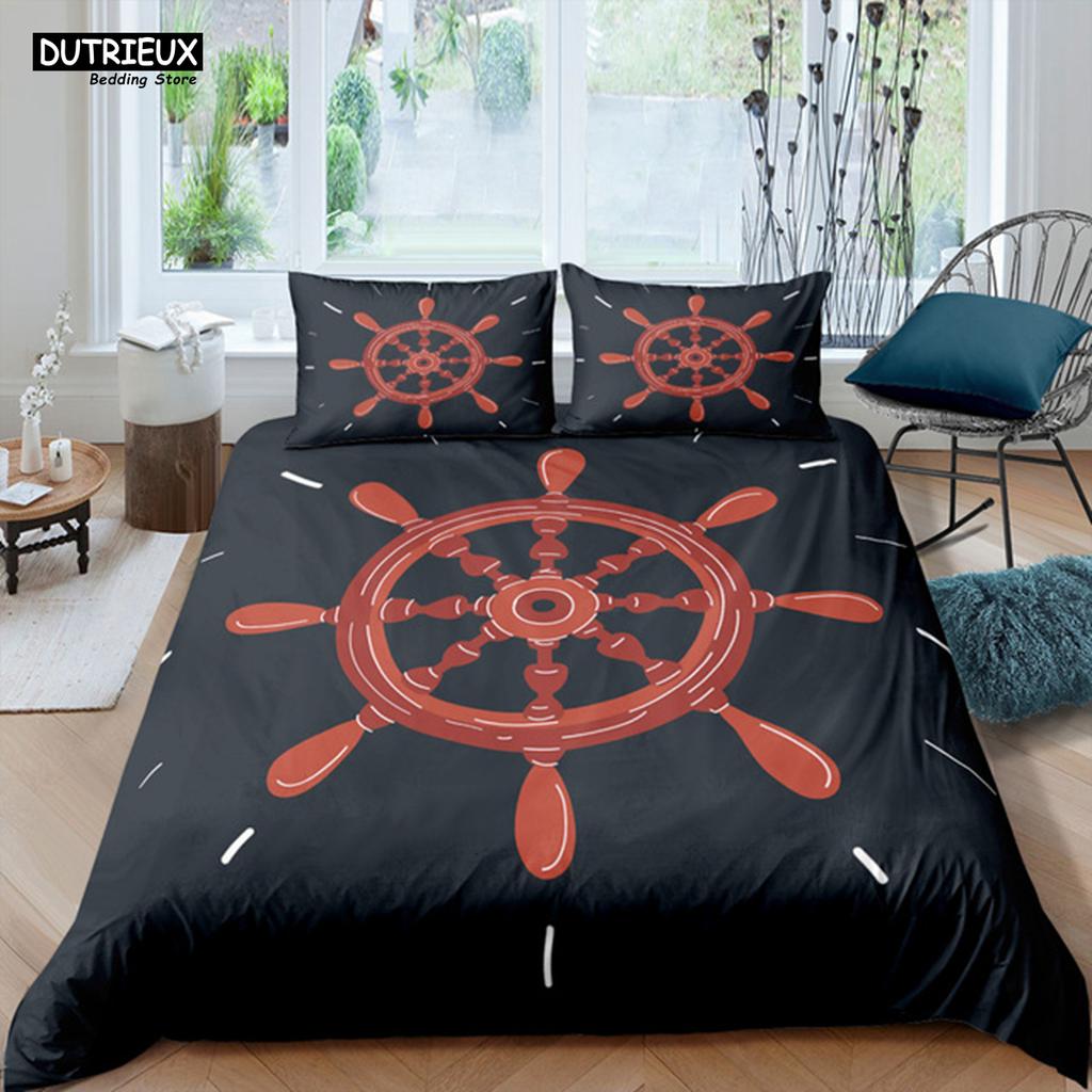 Luxury 3D Nautical Anchor Print Duvet Cover Set 2/3 Pcs With Pillowcase Bedding Set Full Queen King Size Boys Adults Duvet Cover