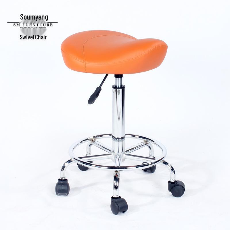 Banco Giratório de Sela com Encosto - Cadeira Minimalista para Uso em Salão, Laboratório ou Barbearia