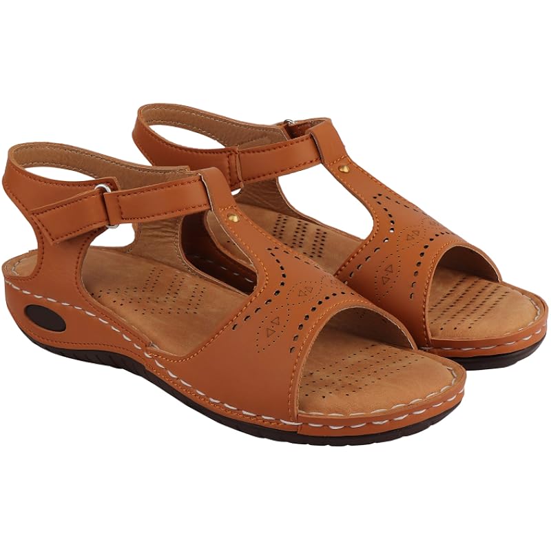 Shoetopia Womens Tan Sandal /Eu42