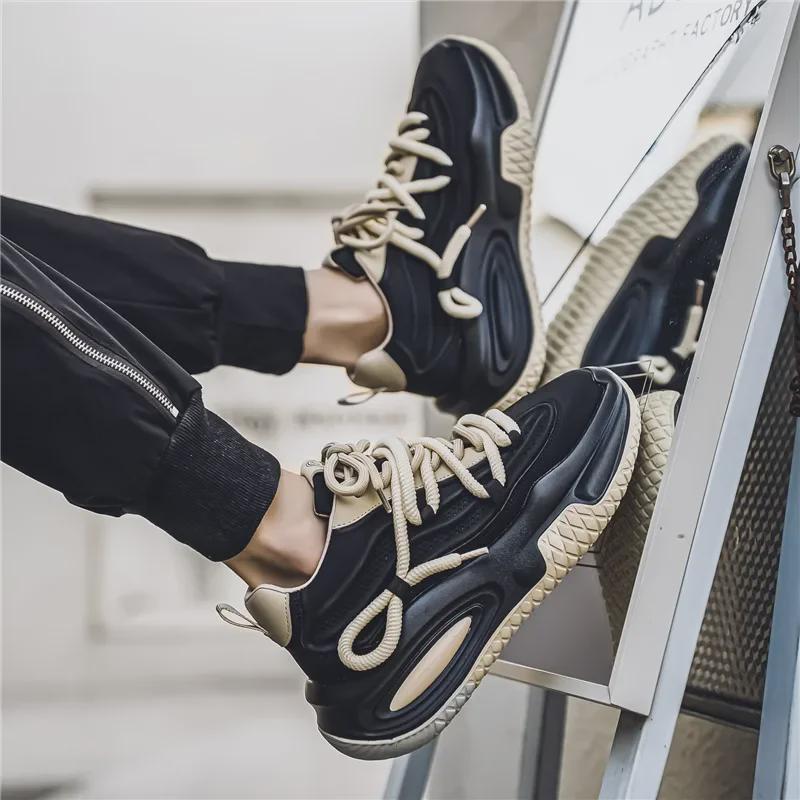 Men's Trendy Thick-Soled Sneakers: Hong Kong Style, Breathable, and Perfect for Every Season