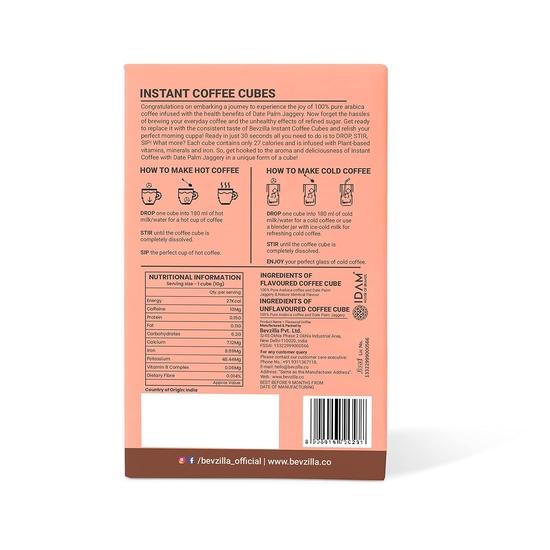 Bevzilla 10 Belgian Chocolate Instant Coffee Cubes | Made with Date Palm Jaggery & Arabica Beans | Enjoy Hot & Cold