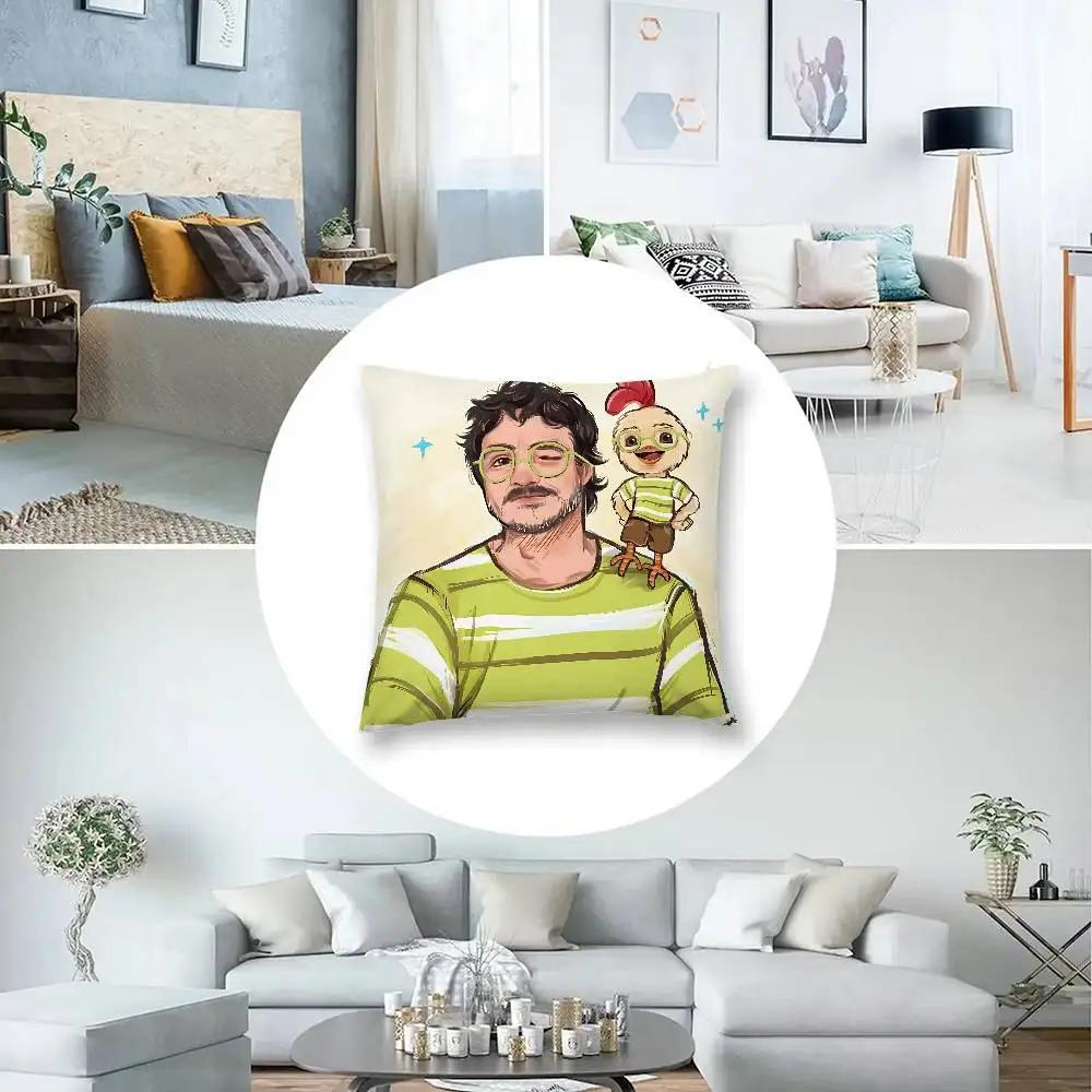 Funny P-Pedro Pascal M-Mood M-Memes Pillow Case Throw Pillow Cover Nordic Vintage Style Cushion Covers Home Living Room Sofa