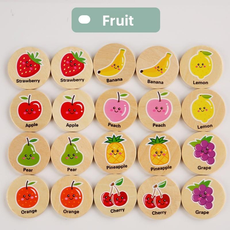 

Wooden Educational Matching Puzzle For Children With Forest Animal Fruit Theme Fruit