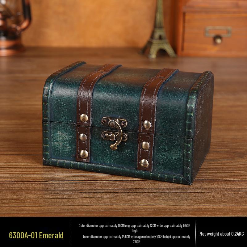 Vintage Wooden Jewelry Storage Box with Lock - Ideal for Earrings, Necklaces, Gifts, and Photography Props.