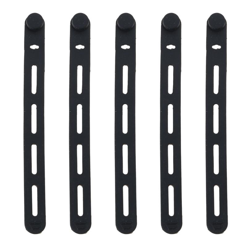 5Pcs Silicone Cable Ties Cord Organizers Wrap Reusable Washable Wire Ties Management Adjustable Charging Cable Strap Tie