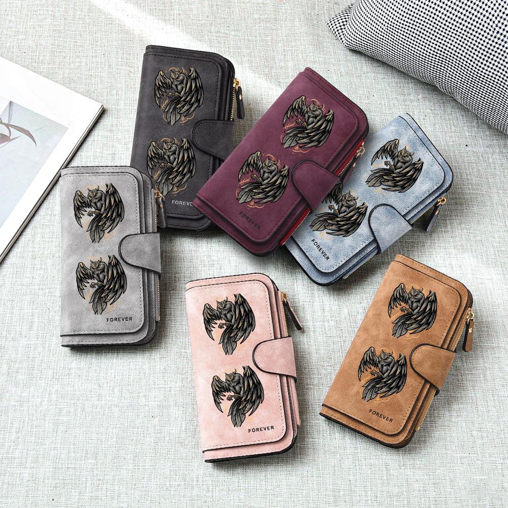 Gothic Owl Pattern Long Wallet Vintage PU Leather Card Holder Fashion Casual Forever Purse