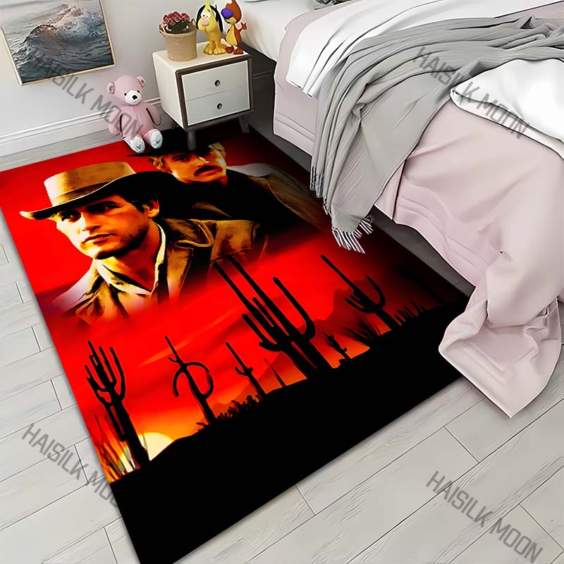 

1PC Cowboys, red desert silhouette Carpet for Living Room Bedroom Sofa Home Decor Rus Non-slip Floor Mat Luxury Gift 40cm x 60cm