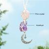 Ornement Suspendu de Voiture en Cristal Améthyste Décoration de Rétroviseur Intérieur Lune Suspendue Pierre Brute de Cristal Tourmaline Noire Décoration de Voiture