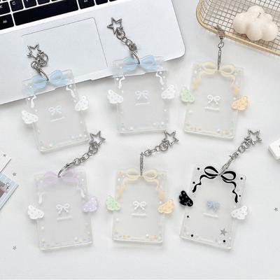 Cute 3-inch Photocard Holder With Wing Charm Keychain Pop Idol Photo Sleeve For Student ID Bag Pendant Cute Card Protector