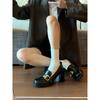 Retro square head thick heel one pedal loafers autumn 2025 new high-heeled small leather shoes women's British style shoes