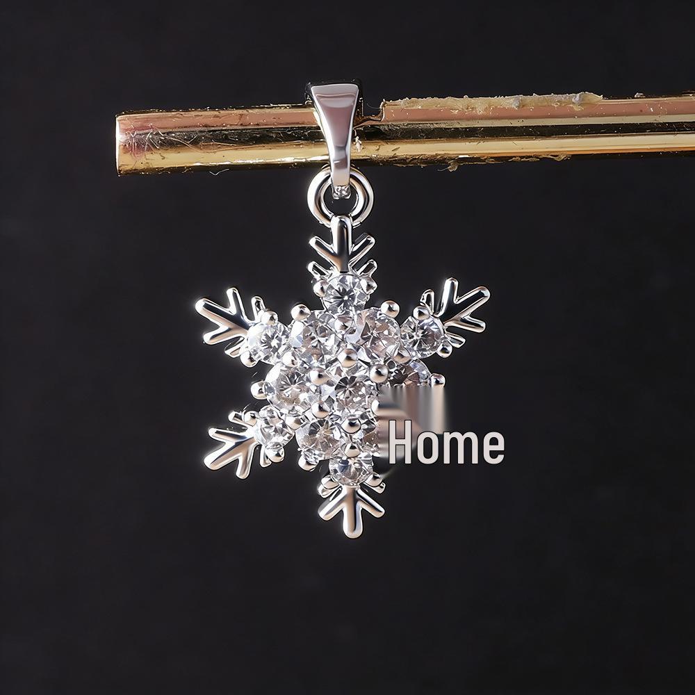 Зимняя Мечта Серебряный Кристальный Подвеска-Снежинка Ожерелье