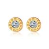 Classic Trend Geometric Circle Crystal Roman Numeral Stud Earrings for Women Temperament Gold Color Stainless Steel Jewelry Gift