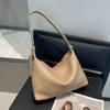 Women's Retro Casual Textured Shoulder Bag: Versatile Solid Color Tote
