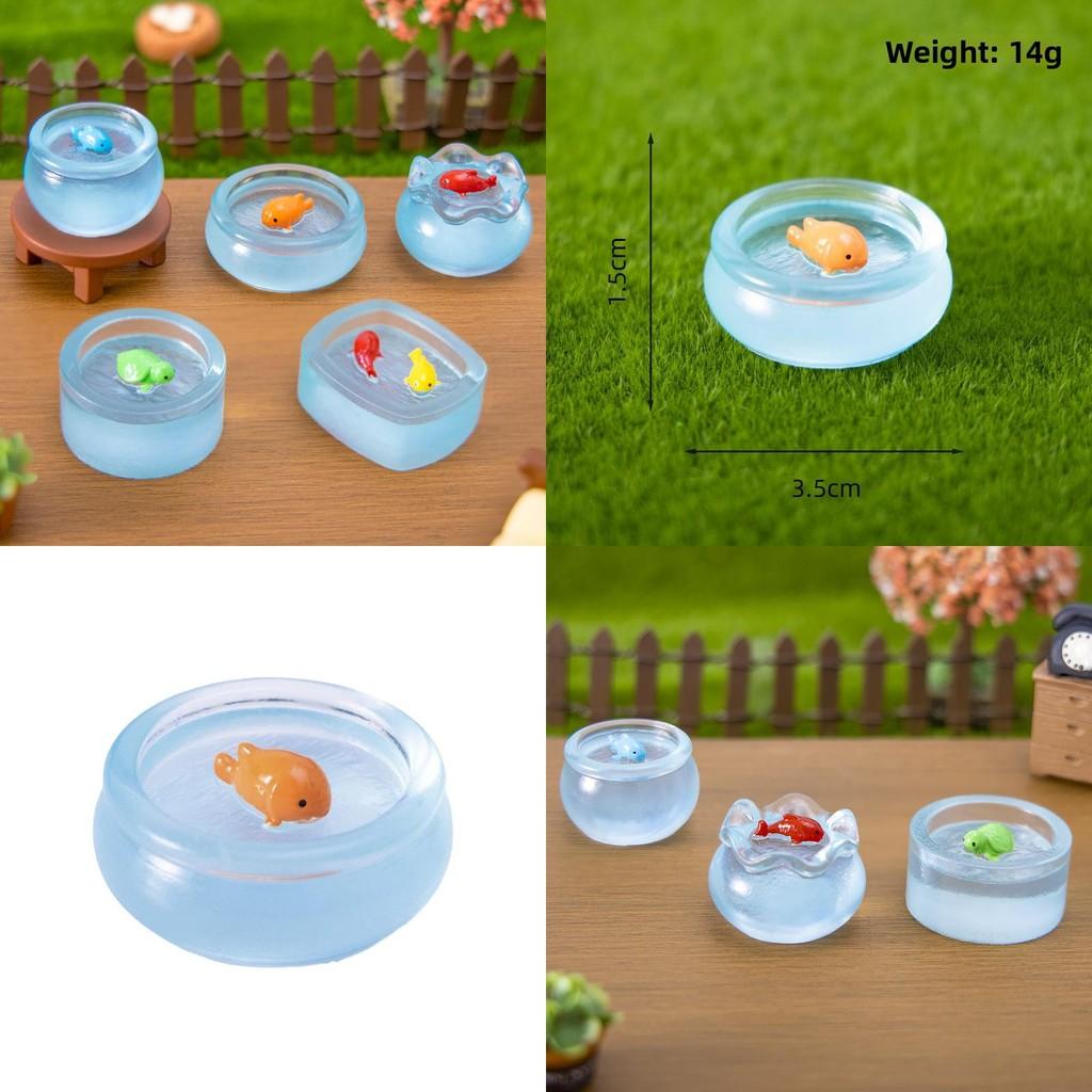 Micro Landscape Dollhouse Noctilucent Fish Tank With Resin Creative Decor For Living Room Tabletop Display