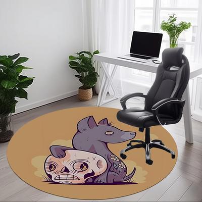 1pc Sugar Skulls Office Round Area Rug, Mat Suitable For Office, Under Office Chairs Bedroom Living Room Home Decor, Room Deco